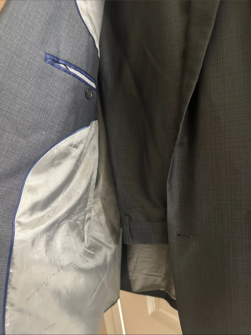 Stacy Adams Men's Dark Gray Two-Button Suit Jacket Jacket 50L Pants 42